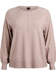 Strikket bluse med midtsøm og raglanermer, Simply Taupe