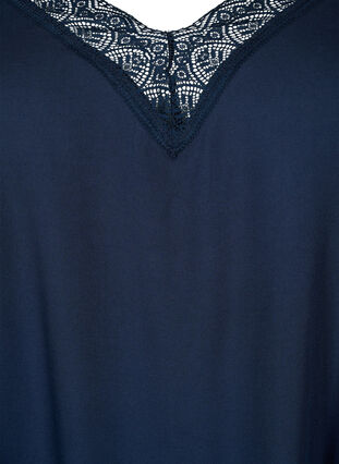 Topp med blonder av viskose, Navy Blazer, Packshot image number 2