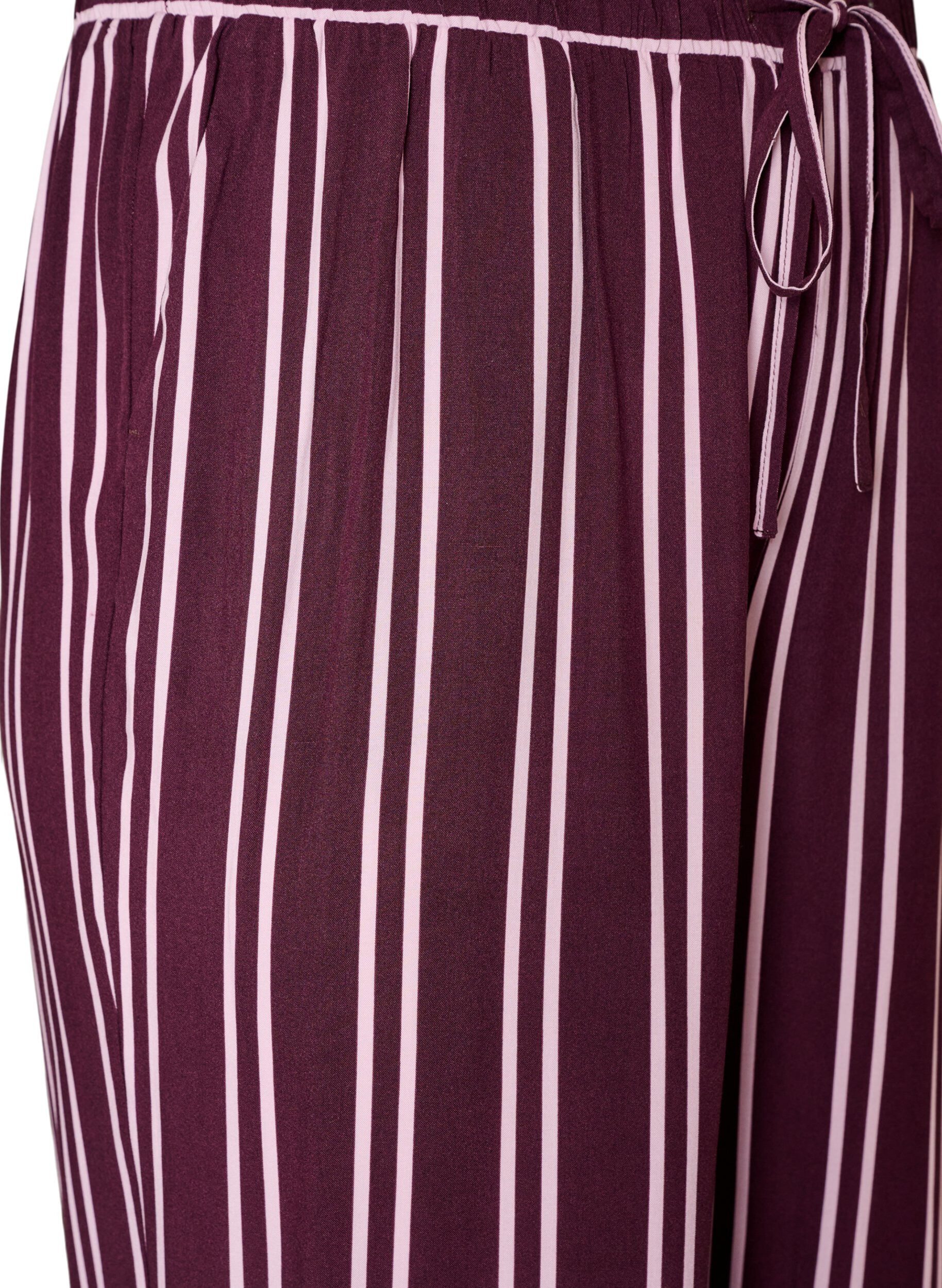 ZizziLoose fit nattbukser med striper, M&oslash;rk Bordeaux, Packshot image number 2