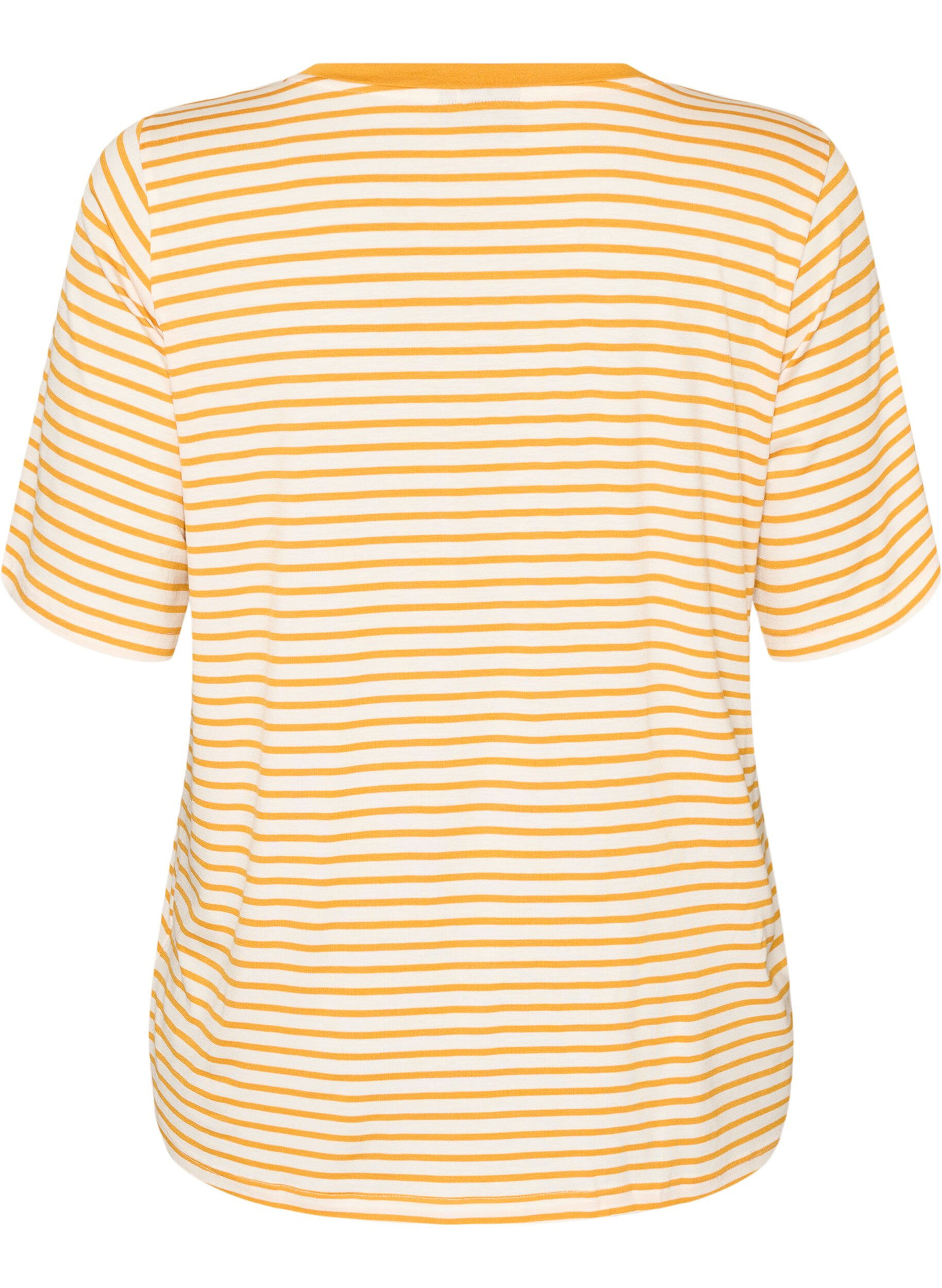 ZizziT-skjorte med TENCEL&trade; Lyocell og striper, Gul, Packshot image number 1
