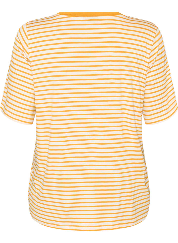 T-skjorte med TENCEL&trade; Lyocell og striper, Gul, Packshot image number 1