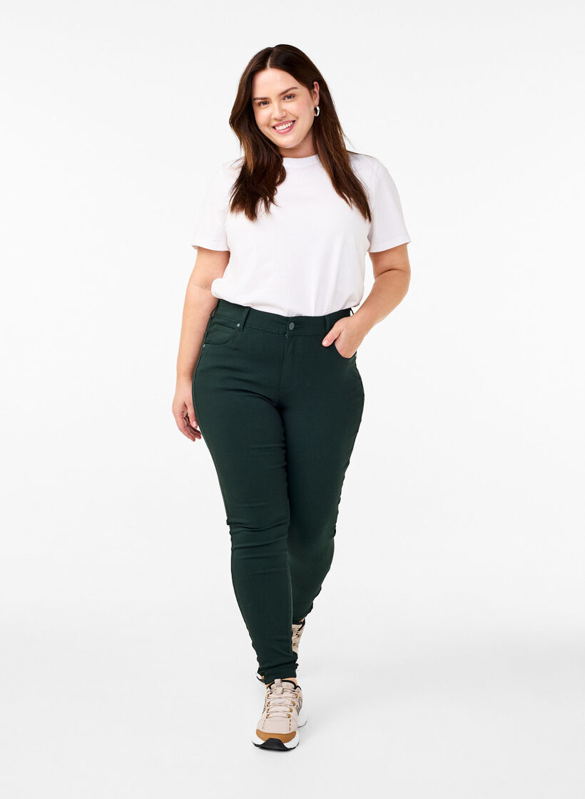 Slim fit bukser med lommer, Gr&oslash;nn, Model image number 0