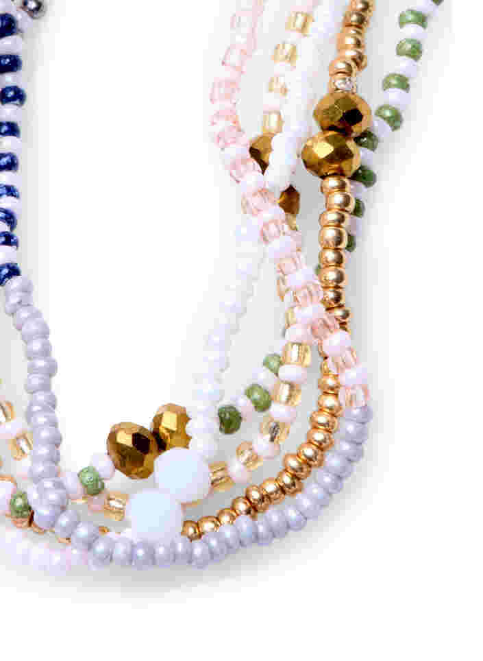 Sett med perle- armebånd og ring, Pastel Mix, Packshot image number 1