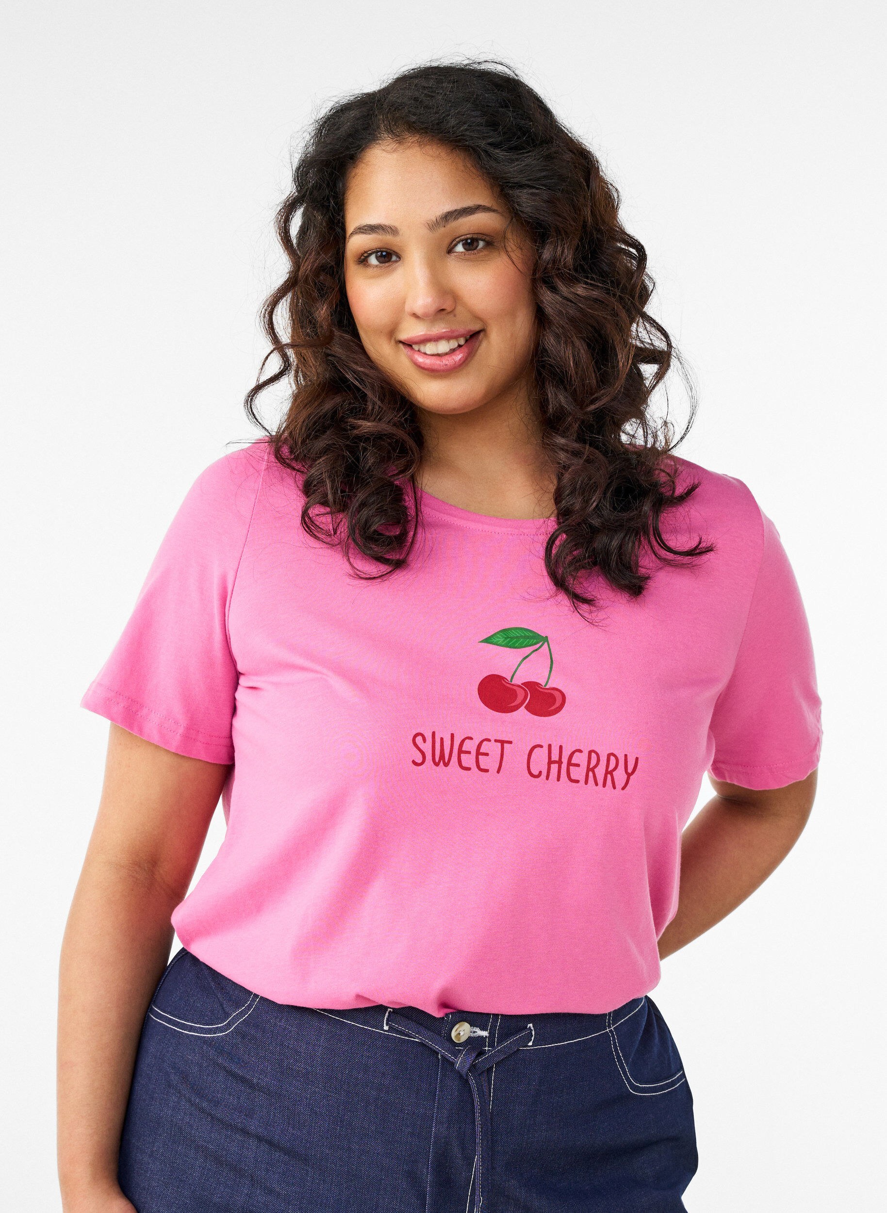 ZizziT-skjorte med trykk, Rosa, Model image number 0