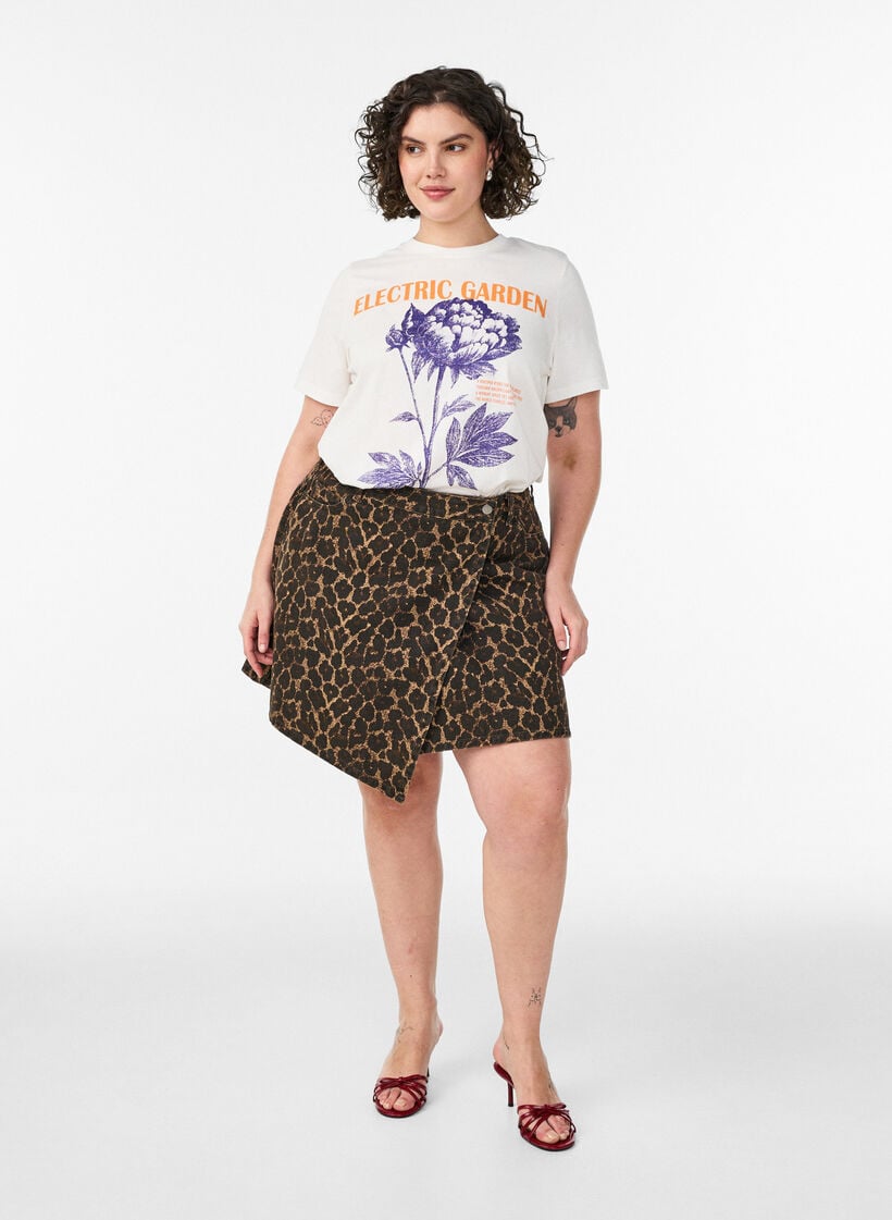 Bomulls-T-skjorte med trykk, Hvit, Model image number 1