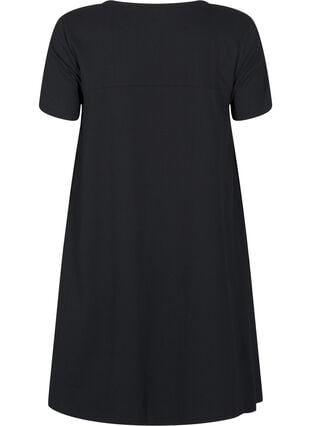 Zizzi Jerseykjole med korte ermer og lommer, Svart, Packshot image number 1