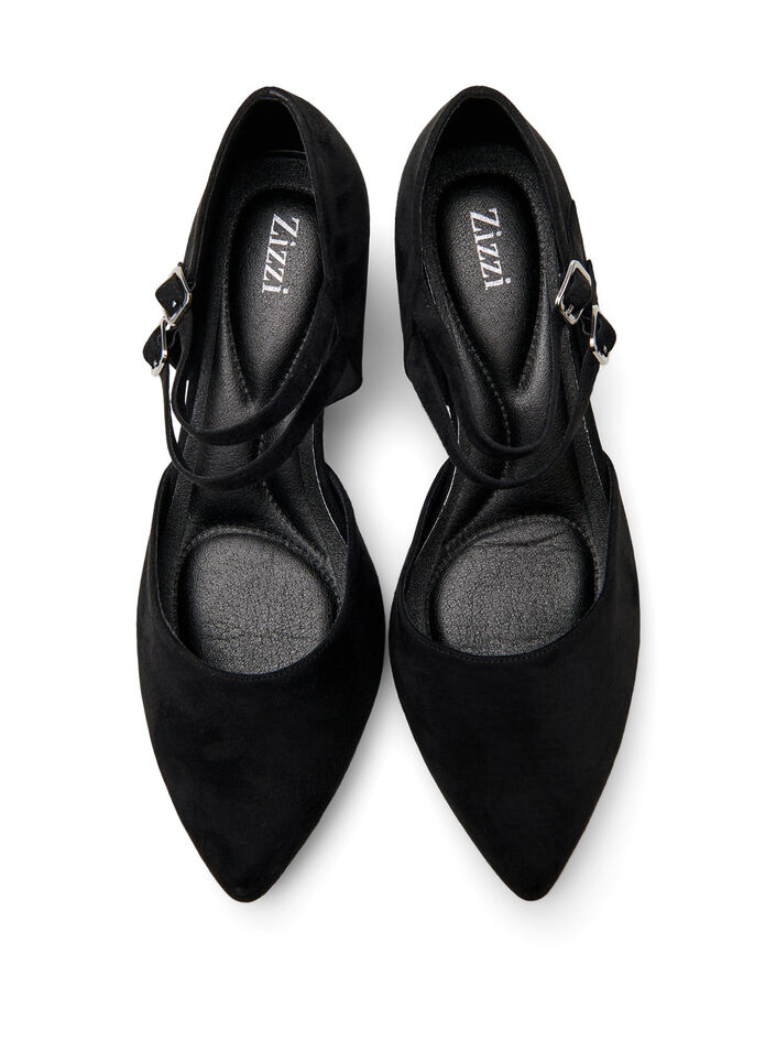 Wide fit - Pumps med doble stropper, Black, Packshot