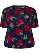 Viskosebluse med blomstertrykk og ballongform, Bl&aring;, Packshot image number 0