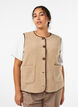 Teddy fleece vest med kontrastkanter, Beige, Model image number 0