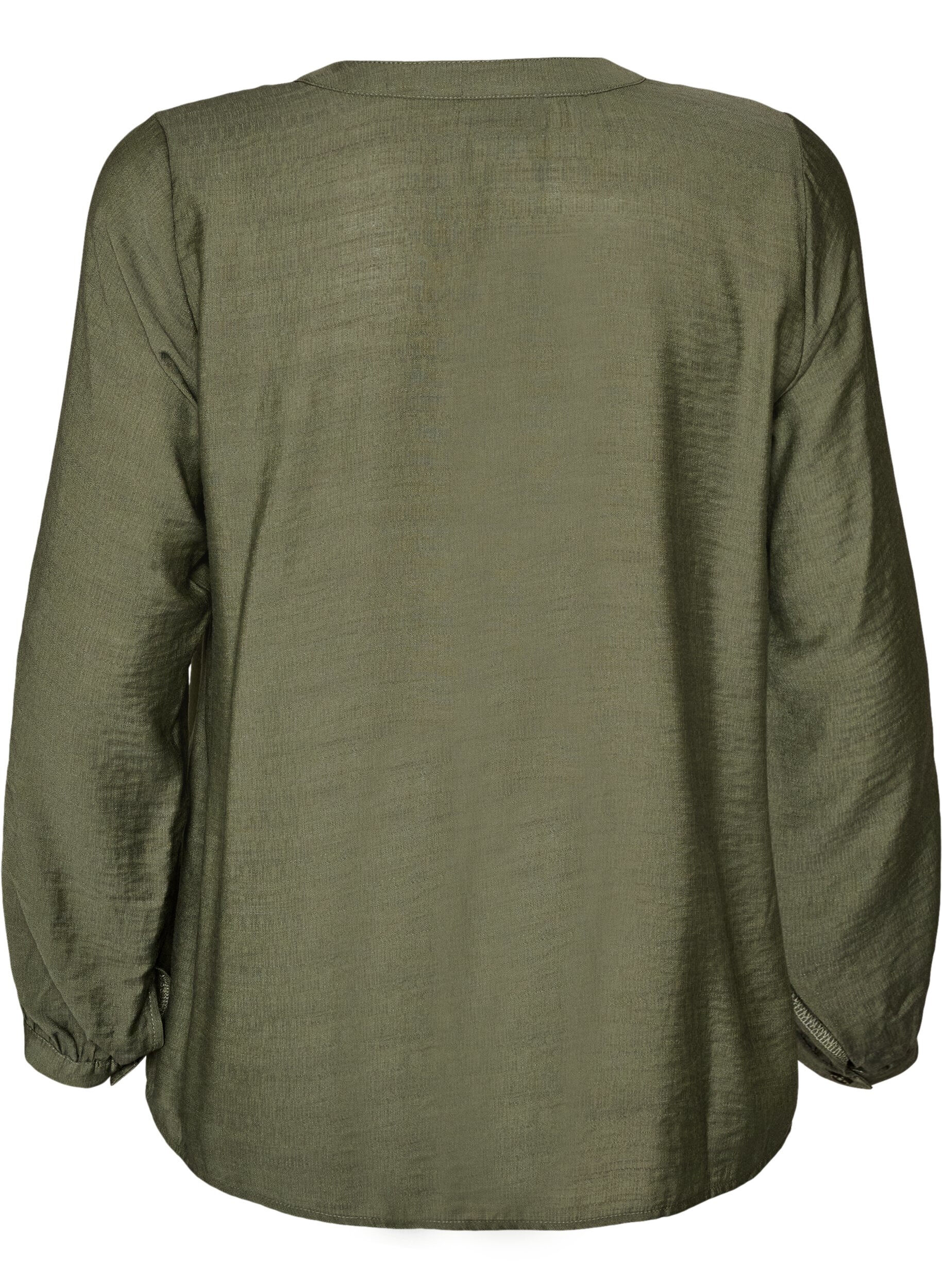 ZizziViskoseskjorte med broderte ermer, Gr&oslash;nn, Packshot image number 1