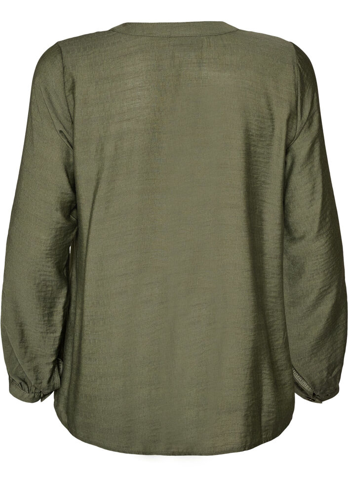 Viskoseskjorte med broderte ermer, Gr&oslash;nn, Packshot image number 1