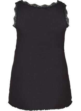 Topp med blondekant, Black, Packshot image number 1