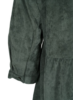 Zizzi Fløyelskjole med 3/4-ermer og knapper, Deep Forest, Packshot image number 3