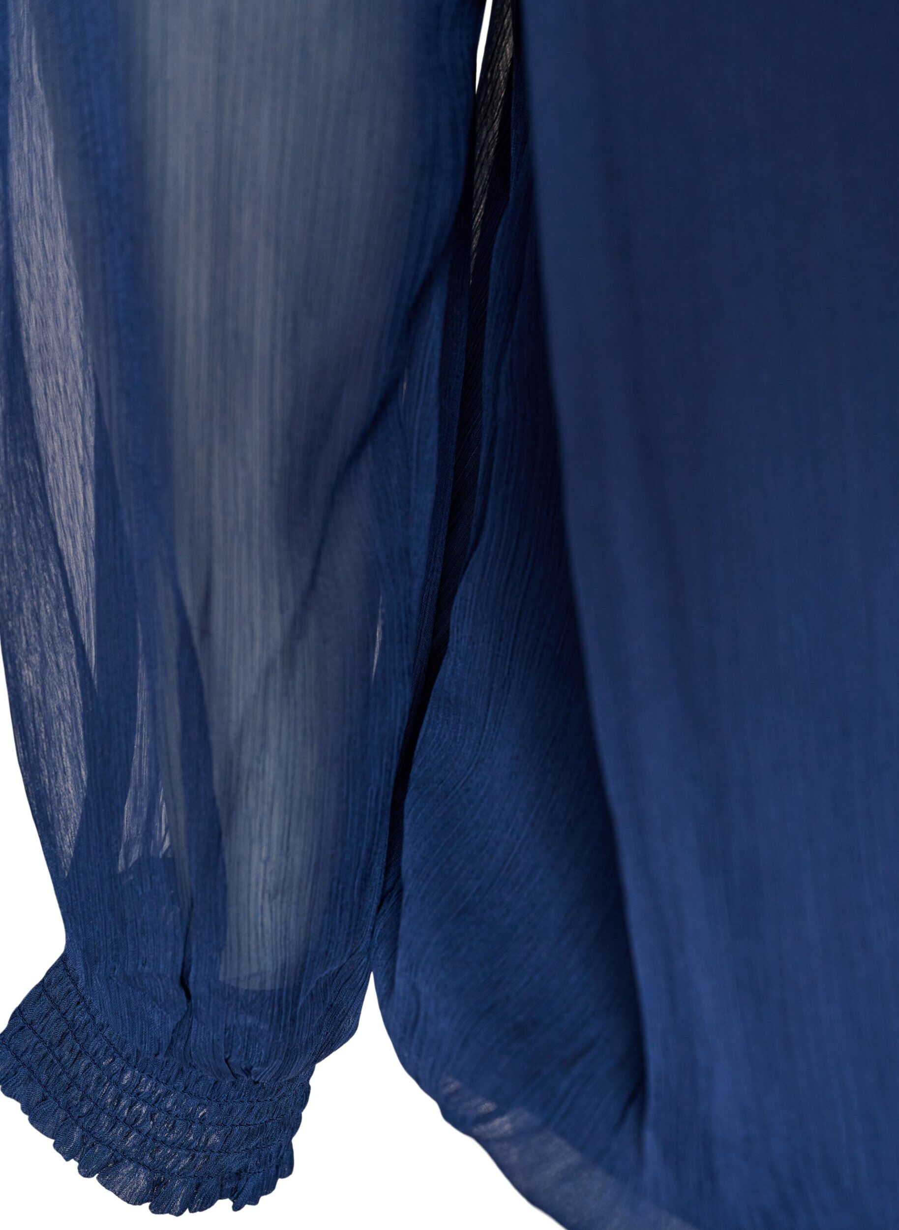 ZizziChiffonbluse med gjennomsiktige ermer, Bl&aring;, Packshot image number 3