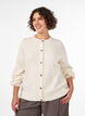 Cardigan i myk strikk med gullfargede knapper, Vanilje, Model image number 0