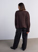 Bluse med ballongsilhuett og V-hals, Brun, Model image number 2