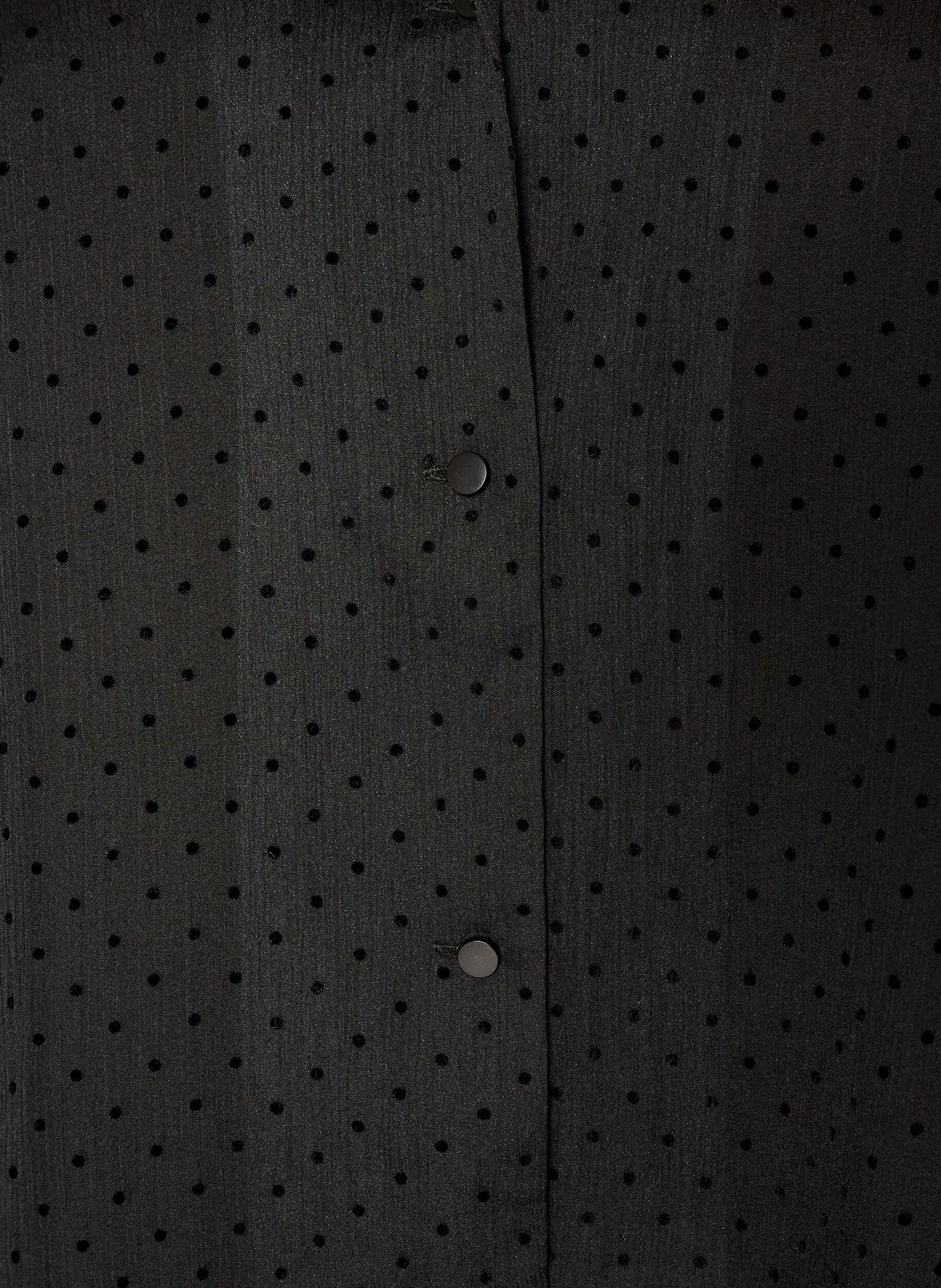 ZizziPolka dot skjortebluse med jakkeslag, Svart, Packshot image number 2