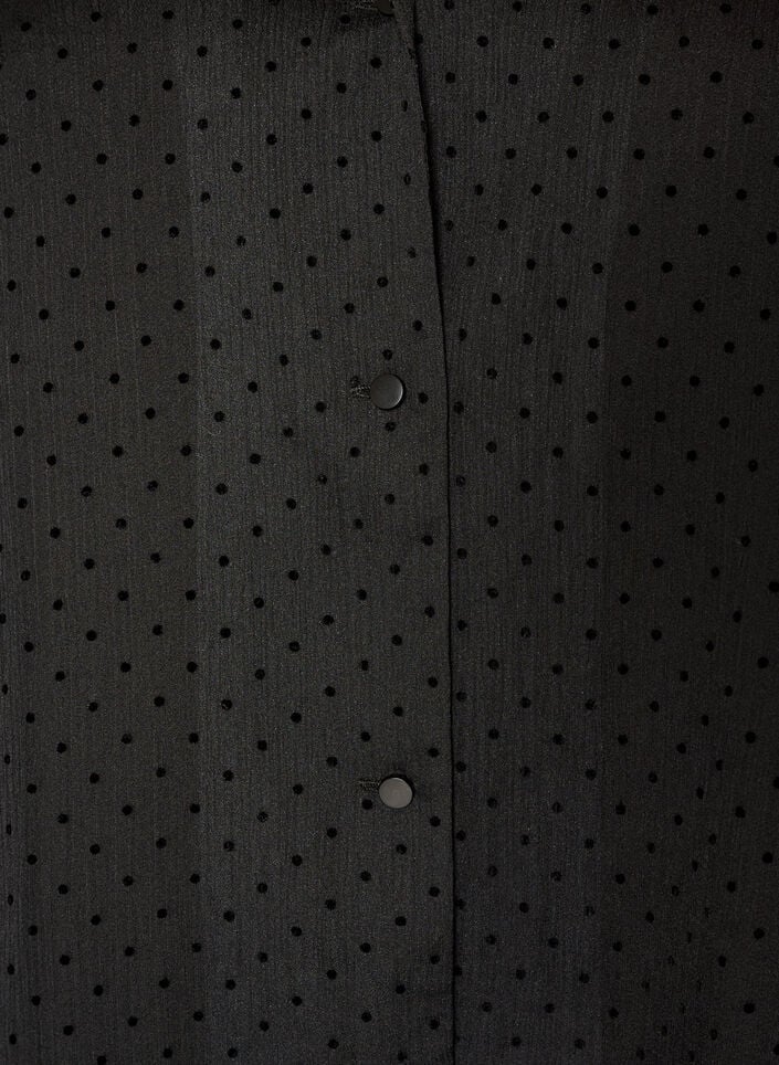 Polka dot skjortebluse med jakkeslag, Svart, Packshot