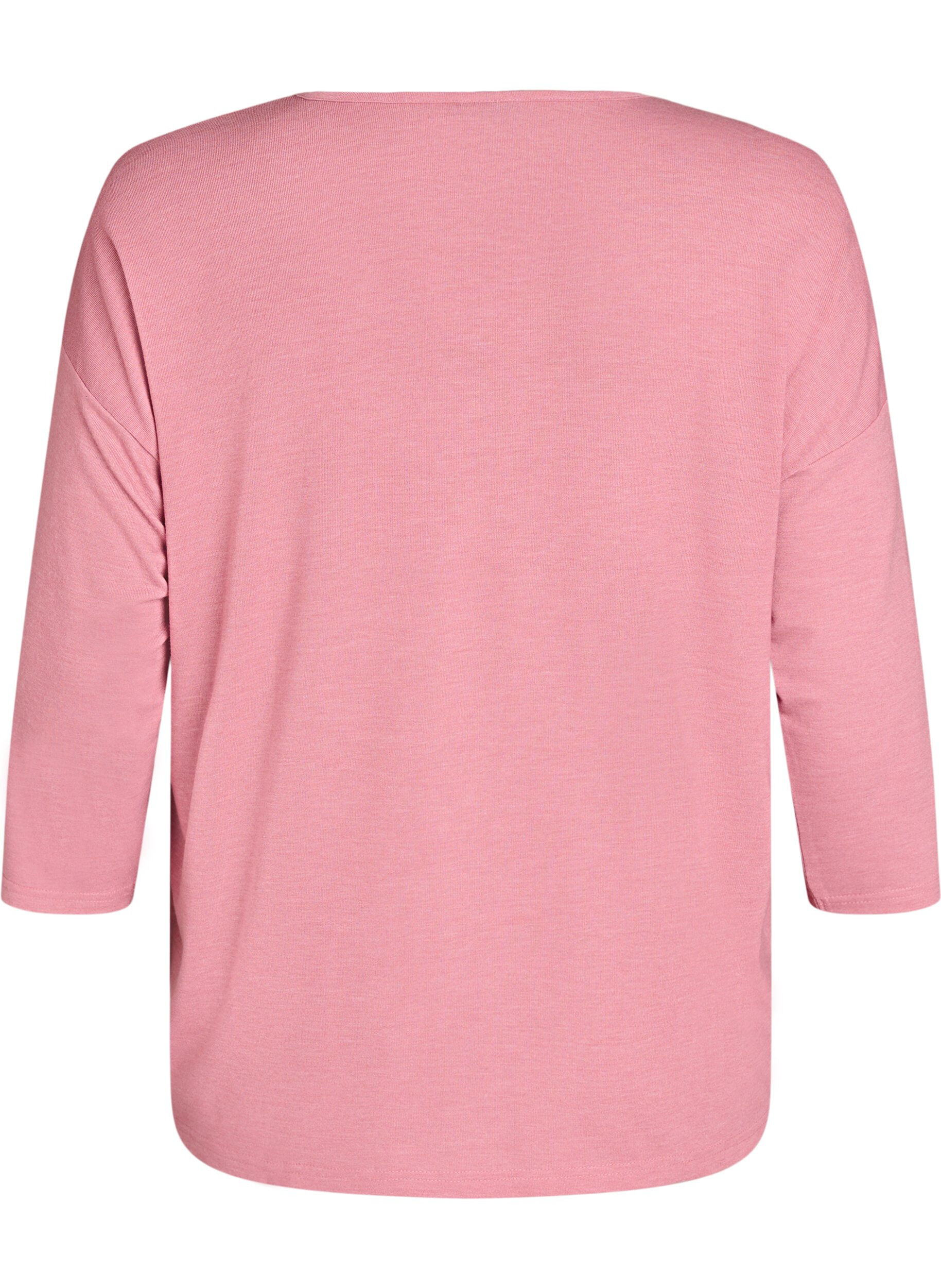 Zizzi Jersey bluse med 3/4 ermer, Rosa, Packshot image number 1