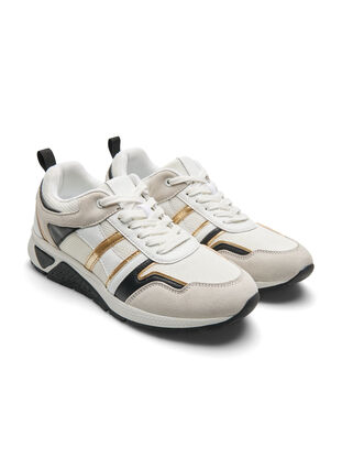 Sneakers med wide fit, White/Gold, Packshot image number 2