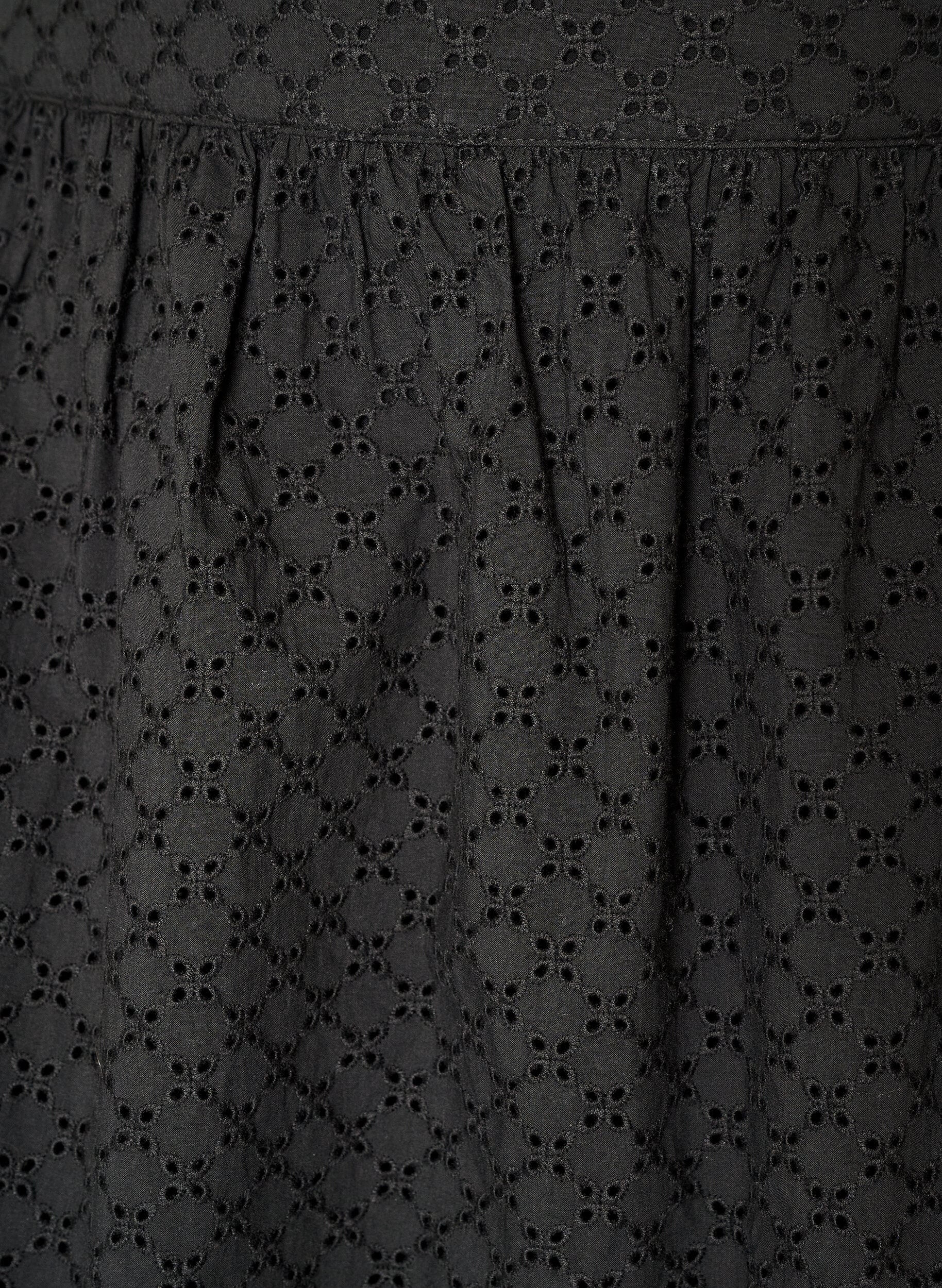 ZizziKort skj&oslash;rt med broderie anglaise og elastisk midje, Svart, Packshot image number 2