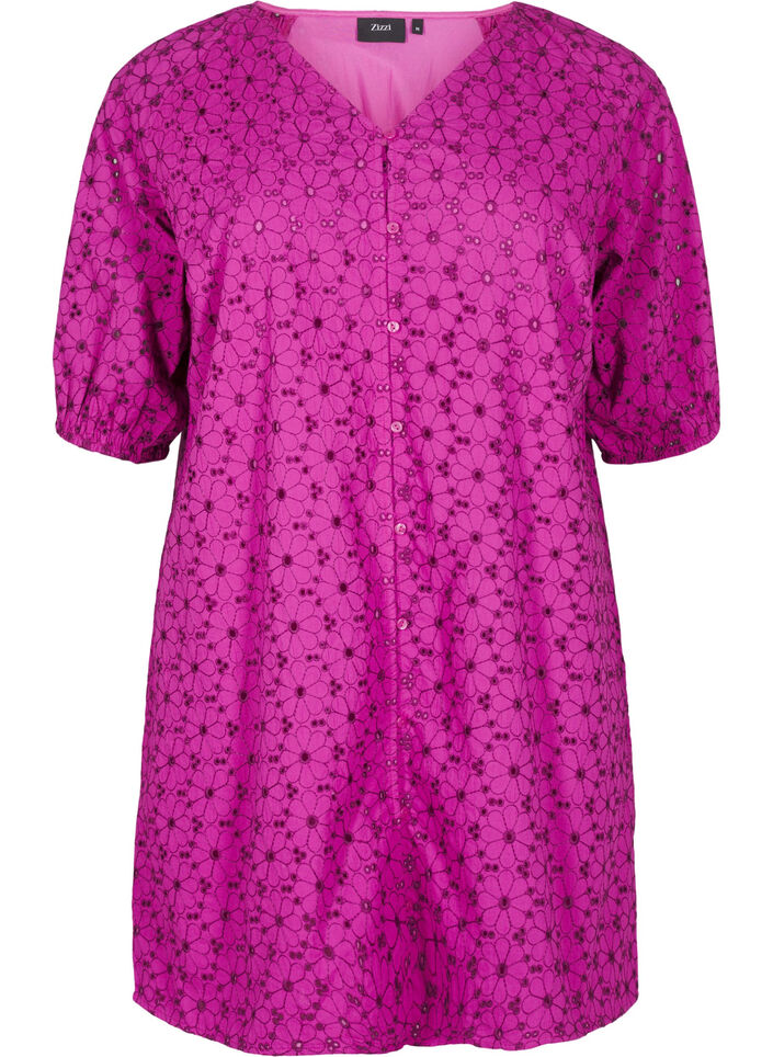 Kort kjole med brodert blomster mønster, Vivid Viola, Packshot