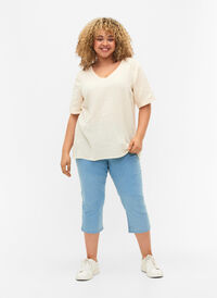 Capribukser i bomullsmiks, Light blue denim, Model