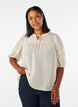 Bluse i seersucker med knytesnor, Beige, Model image number 0
