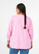 Strikkebluse med rund hals og strikket m&oslash;nster, Rosa, Model image number 2