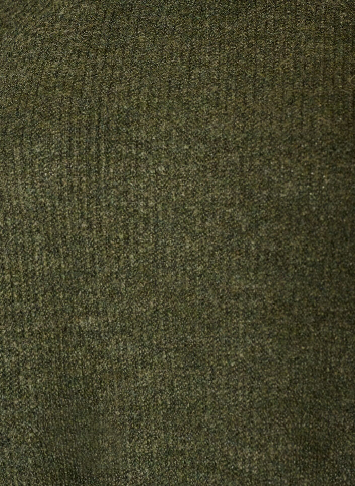 Ribbestrikket genser med 3/4 ermer, Gr&oslash;nn, Packshot image number 2