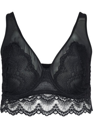 Zizzi Blonde-BH med bøyle og mesh, Black, Packshot image number 0