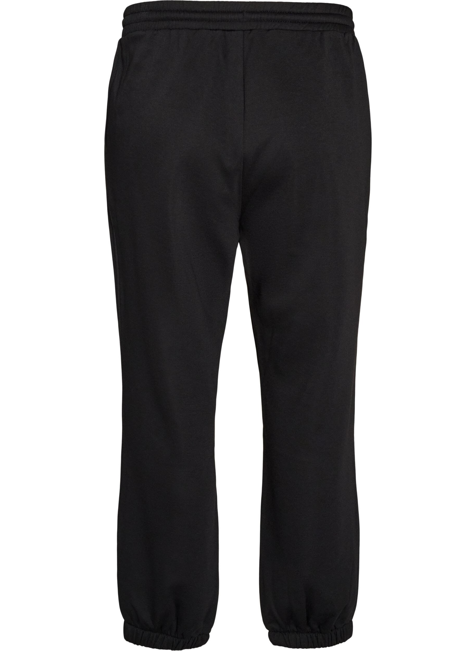 ZizziJoggebukser med h&oslash;y midje og sn&oslash;ring, Svart, Packshot image number 1