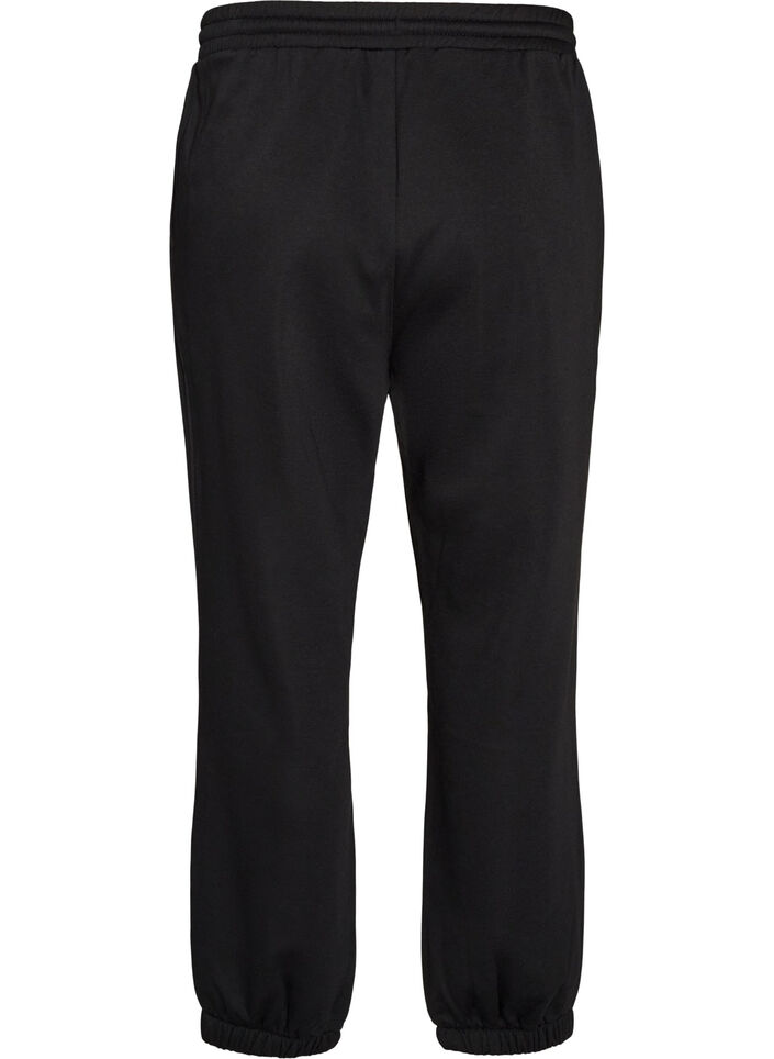 Joggebukser med h&oslash;y midje og sn&oslash;ring, Svart, Packshot image number 1