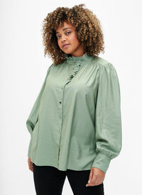 Viscose skjorte Bluse med ruffles, Green Bay, Model