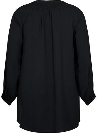 Tunika med lange ærmer og smock, Black, Packshot image number 1