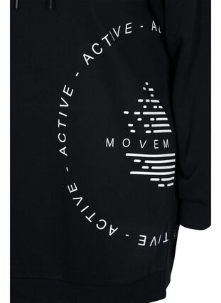 Lang hettegenser med tekst foran, Black w. Logo Print, Packshot image number 3
