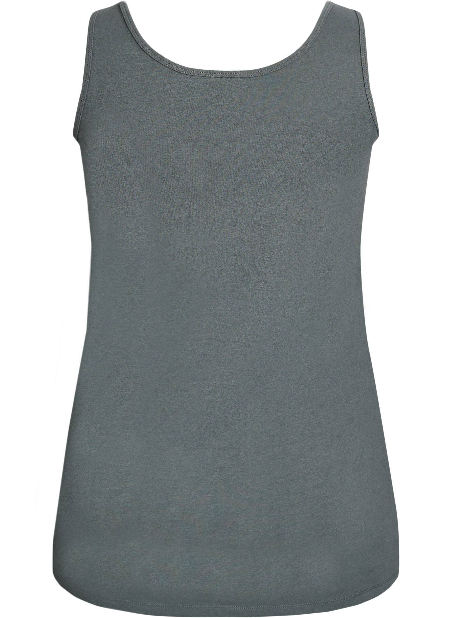 ZizziEnsfarget basic topp i bomull, Gr&oslash;nn, Packshot image number 1