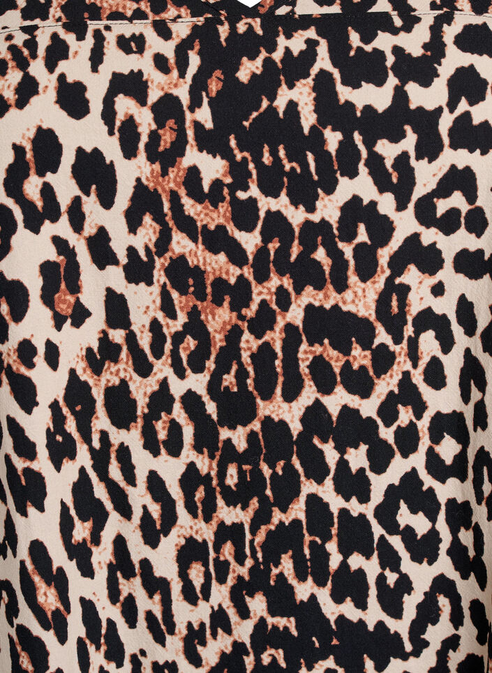 Kort A-linjeformet kjole med leopardm&oslash;nster, Brun, Packshot image number 2