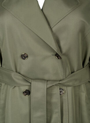 Kort trenchcoat med belte, Dusty Olive, Packshot image number 2