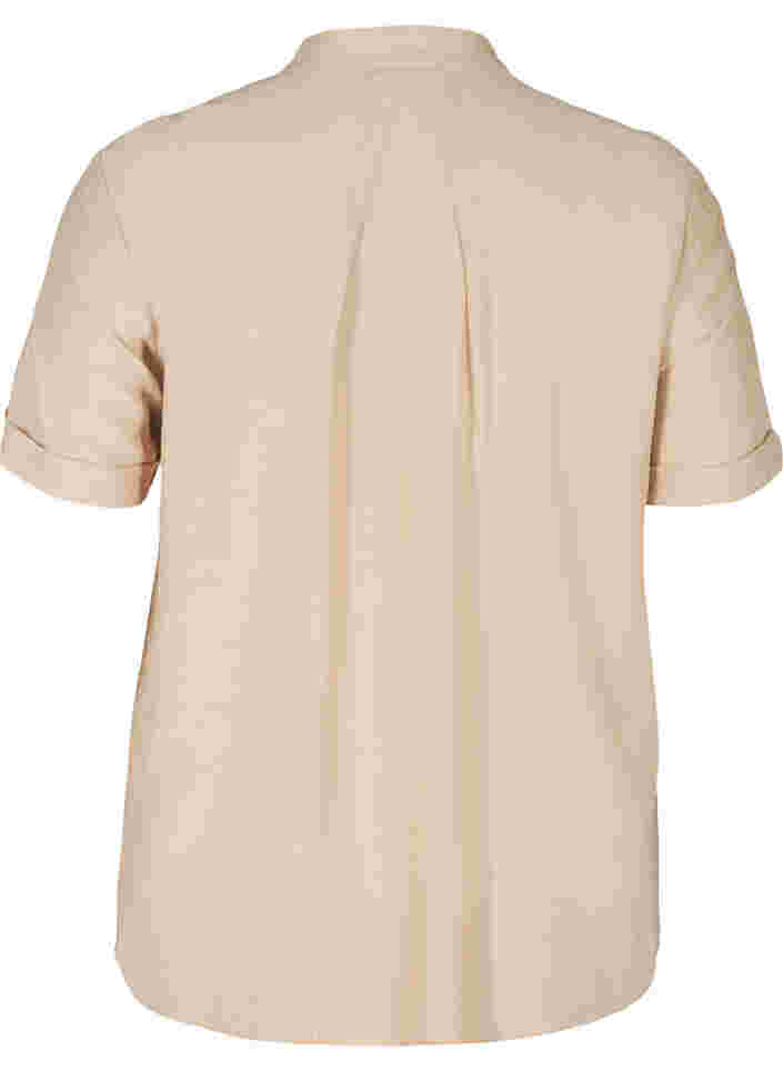 Kortermet skjorte med rund hals, Warm Taupe, Packshot image number 1