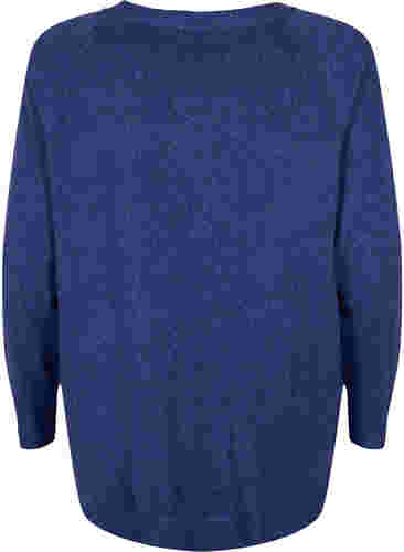 Melert strikkegenser med knappedetaljer, Navy Blazer Mel., Packshot image number 1