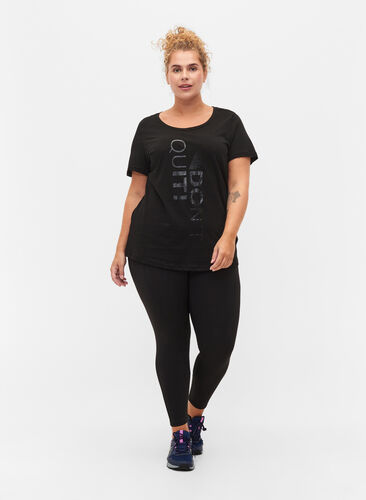 Treningstights med prikkete meshdetaljer, Black w. Mesh Dots, Model image number 0