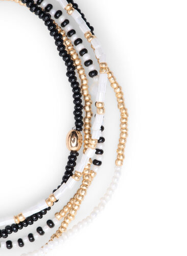 5 stk. perlearmbånd, Black/Gold Mix, Packshot image number 1