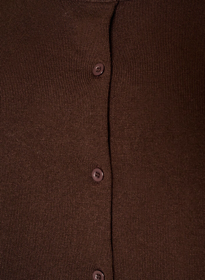 Finstrikket cardigan med rund hals, Brun, Packshot image number 2