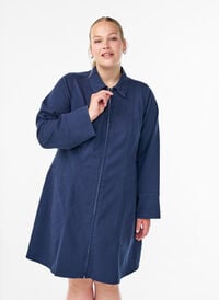 Kort kjole i twill med glidelås, Blå Kort kjole i twill med glidelås, Blå, Model