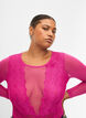 Bodystocking med blondekant og mesh, Fuchsia Red, Model image number 2
