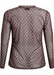 Bluse med mesh og prikker, Brun, Packshot image number 1