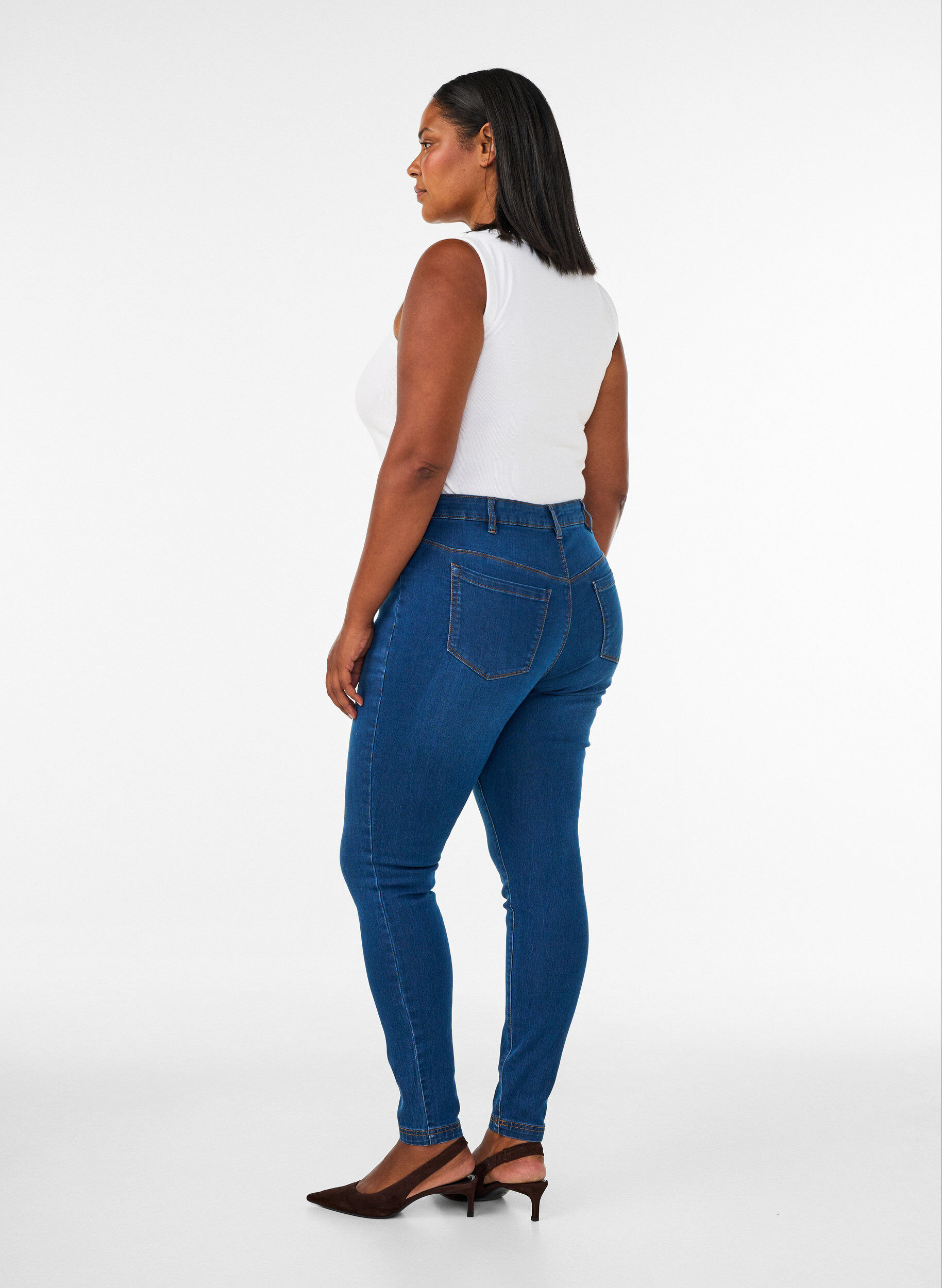 ZizziJeggings i bomullsblanding, Blue denim, Model image number 1