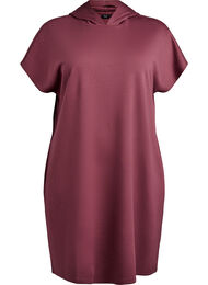 Kortermet kjole i modalblandet sweatshirtkvalitet, Rose Brown