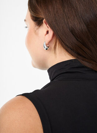 Zizzi Cropped jersey-topp med høy hals, Svart, Model image number 1